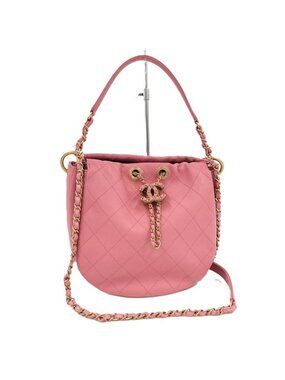 Chanel 2-Way Shoulder Bag Quilted Lambskin Leather Pink
